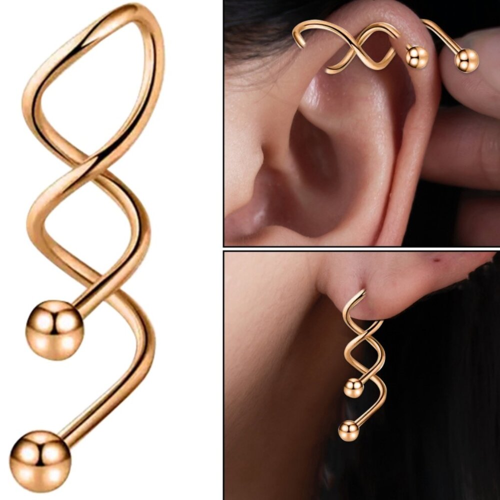 💝5/$25💖 Steel Spiral Barbell, Twist Cartilage Earrings pair NWOT